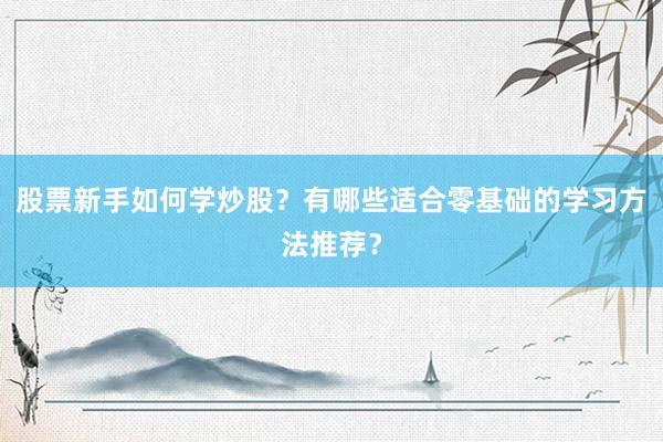 股票新手如何学炒股？有哪些适合零基础的学习方法推荐？