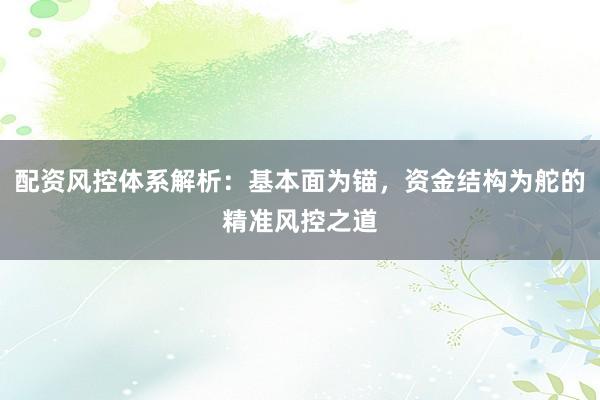 配资风控体系解析：基本面为锚，资金结构为舵的精准风控之道