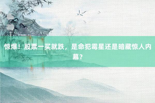 惊爆！股票一买就跌，是命犯霉星还是暗藏惊人内幕？