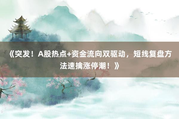 《突发！A股热点+资金流向双驱动，短线复盘方法速擒涨停潮！》