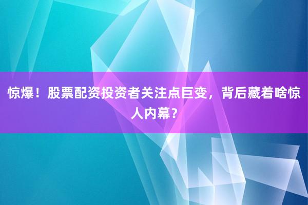 惊爆！股票配资投资者关注点巨变，背后藏着啥惊人内幕？