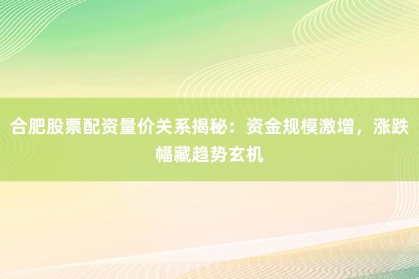 合肥股票配资量价关系揭秘：资金规模激增，涨跌幅藏趋势玄机