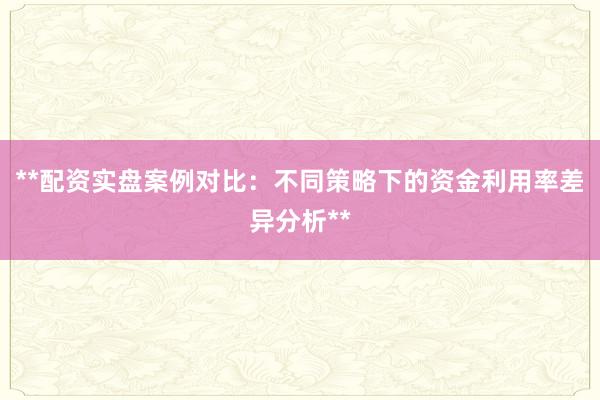 **配资实盘案例对比：不同策略下的资金利用率差异分析**