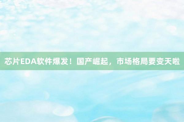芯片EDA软件爆发！国产崛起，市场格局要变天啦