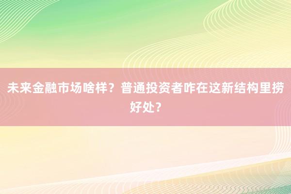 未来金融市场啥样？普通投资者咋在这新结构里捞好处？