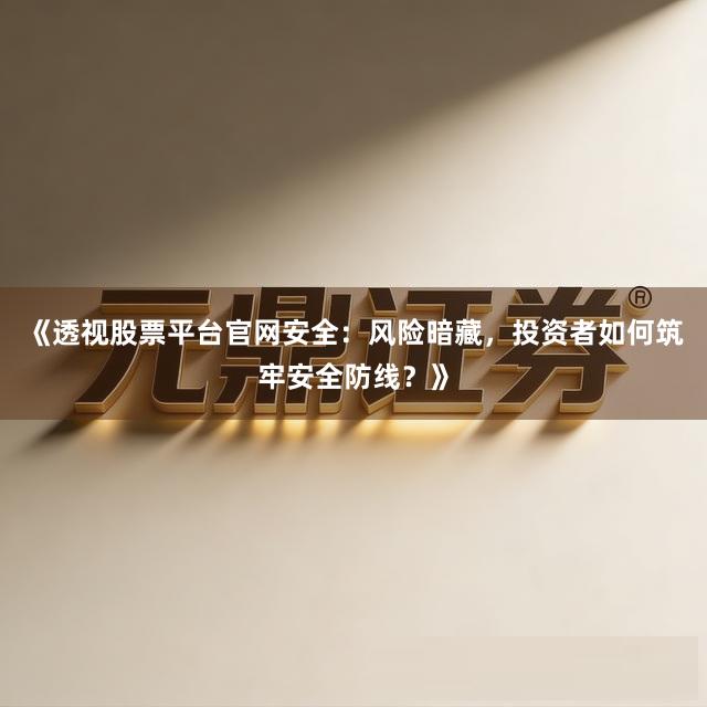 《透视股票平台官网安全：风险暗藏，投资者如何筑牢安全防线？》
