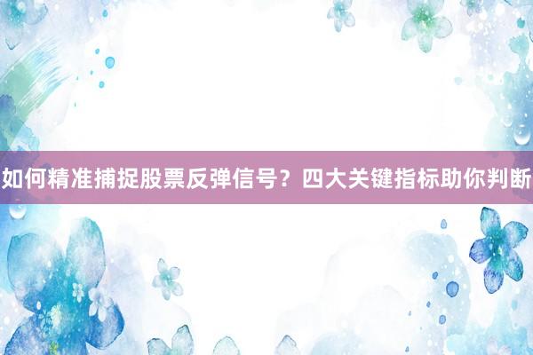 如何精准捕捉股票反弹信号？四大关键指标助你判断