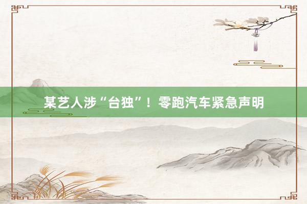 某艺人涉“台独”！零跑汽车紧急声明